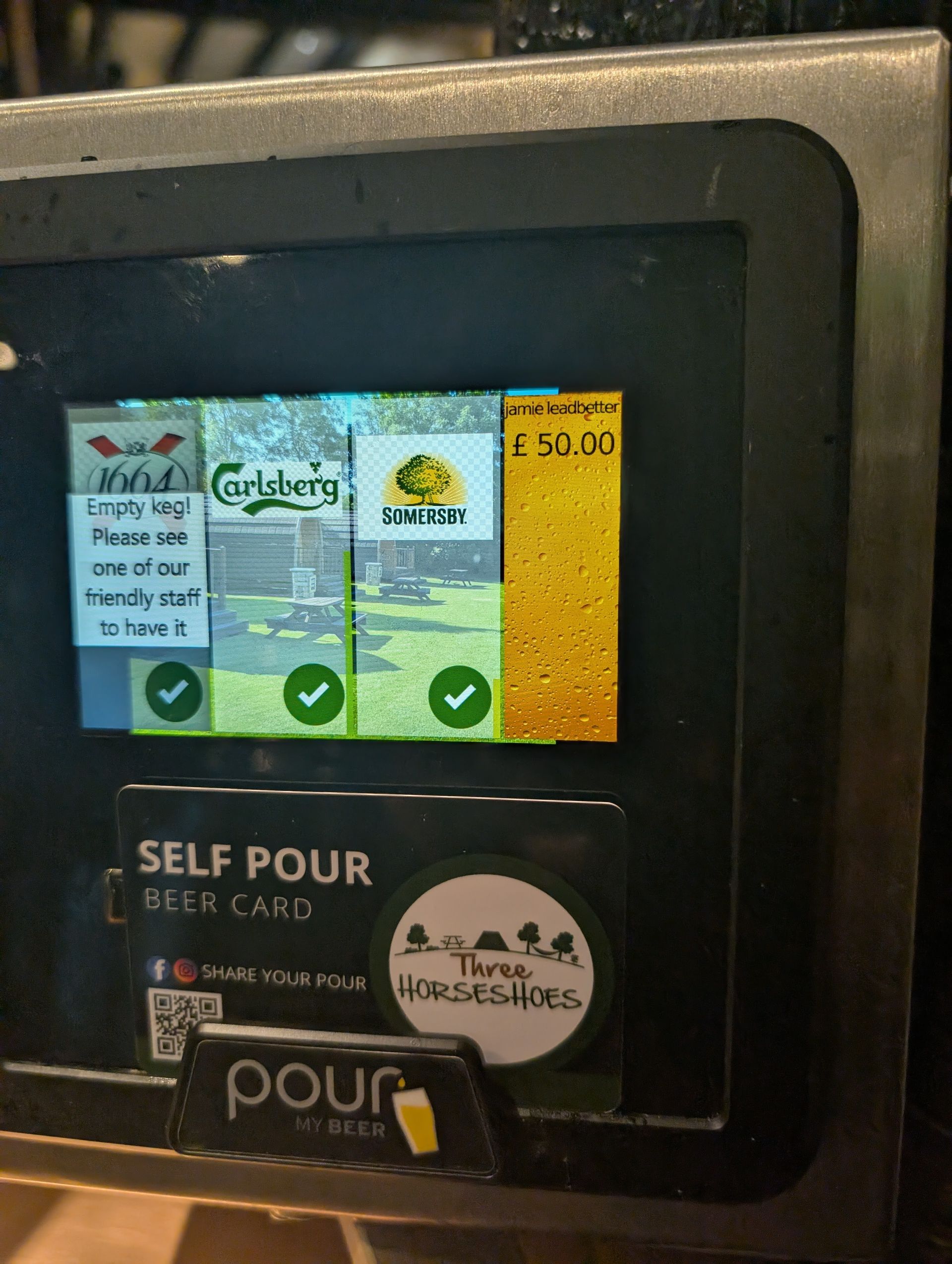 Self Pour Beer Dispense.