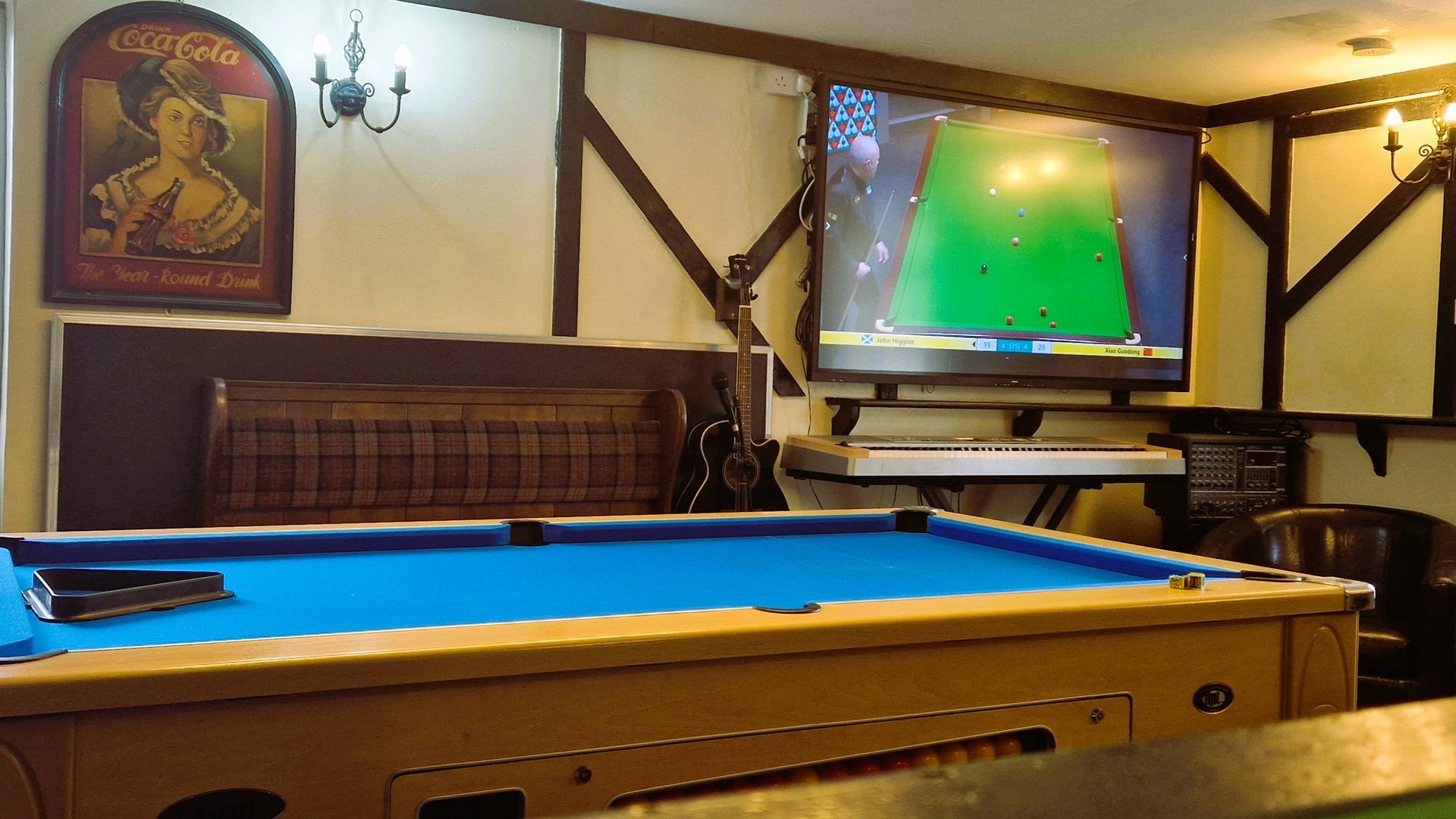 Pool room and TV at the Three Horseshoes