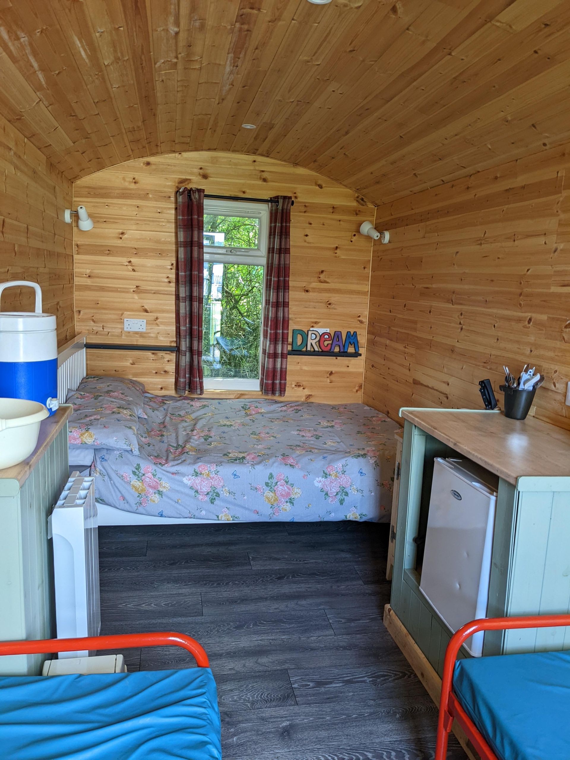 shepherd's hut interior, Lincolnshire Wolds