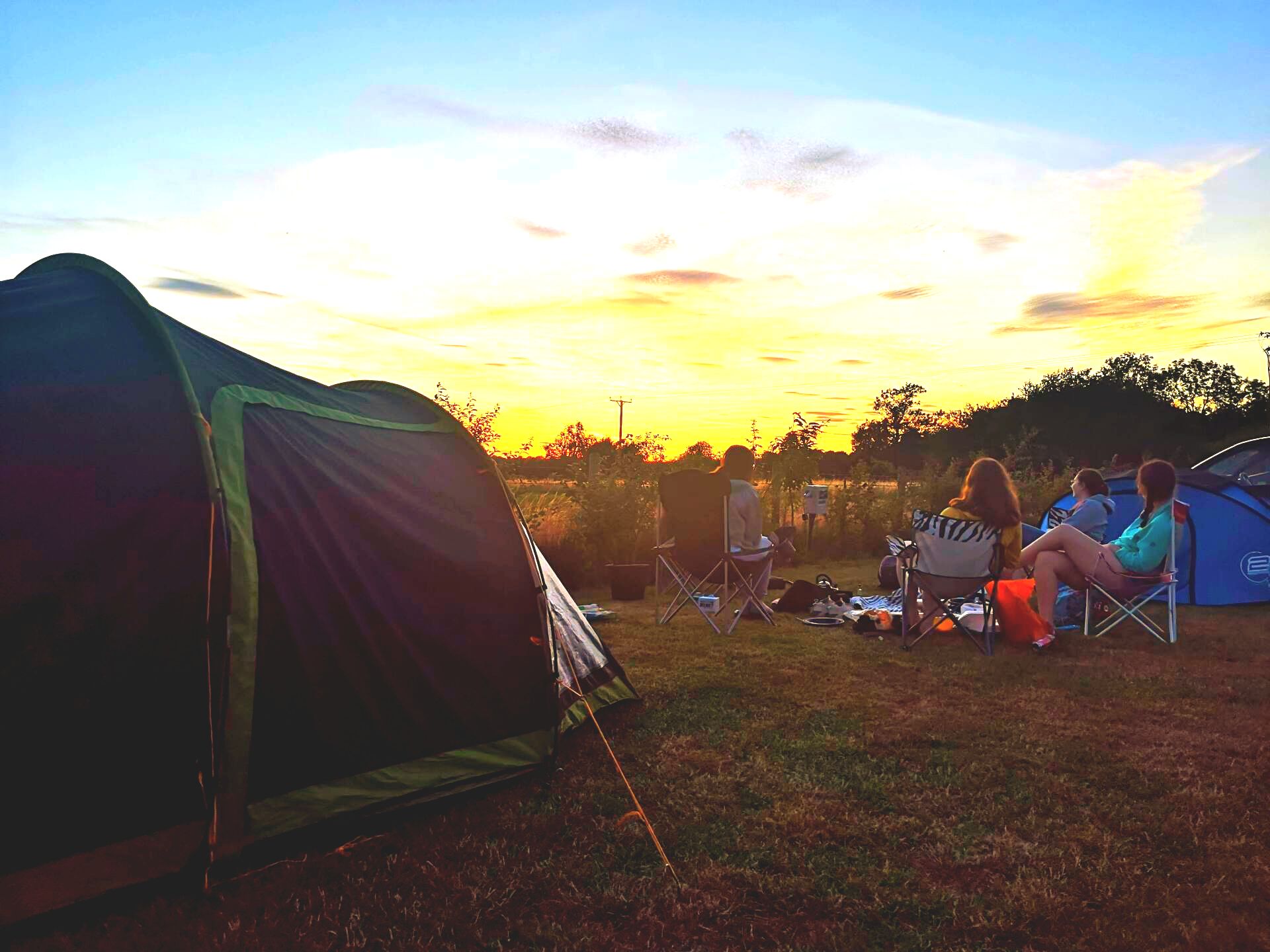 Tent pitched at Three Horseshoes campsite