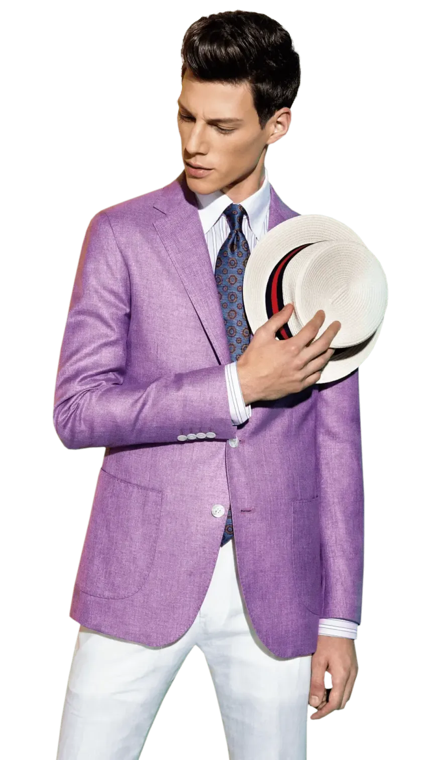 Purple linen bespoke blazer styling