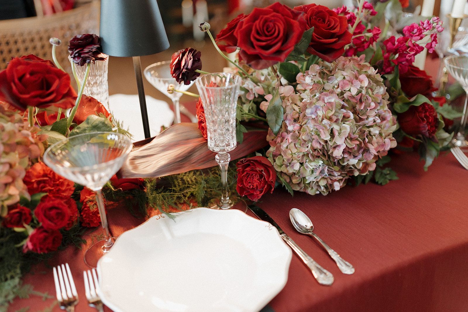 moody red dramatic wedding