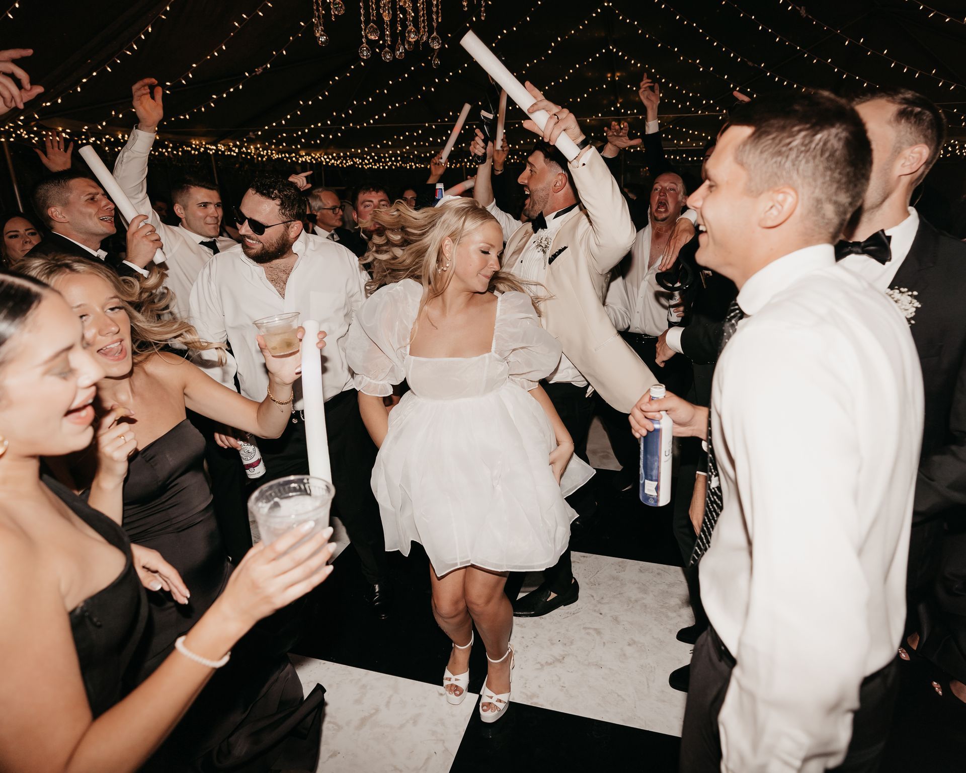 black and white wedding dance floor