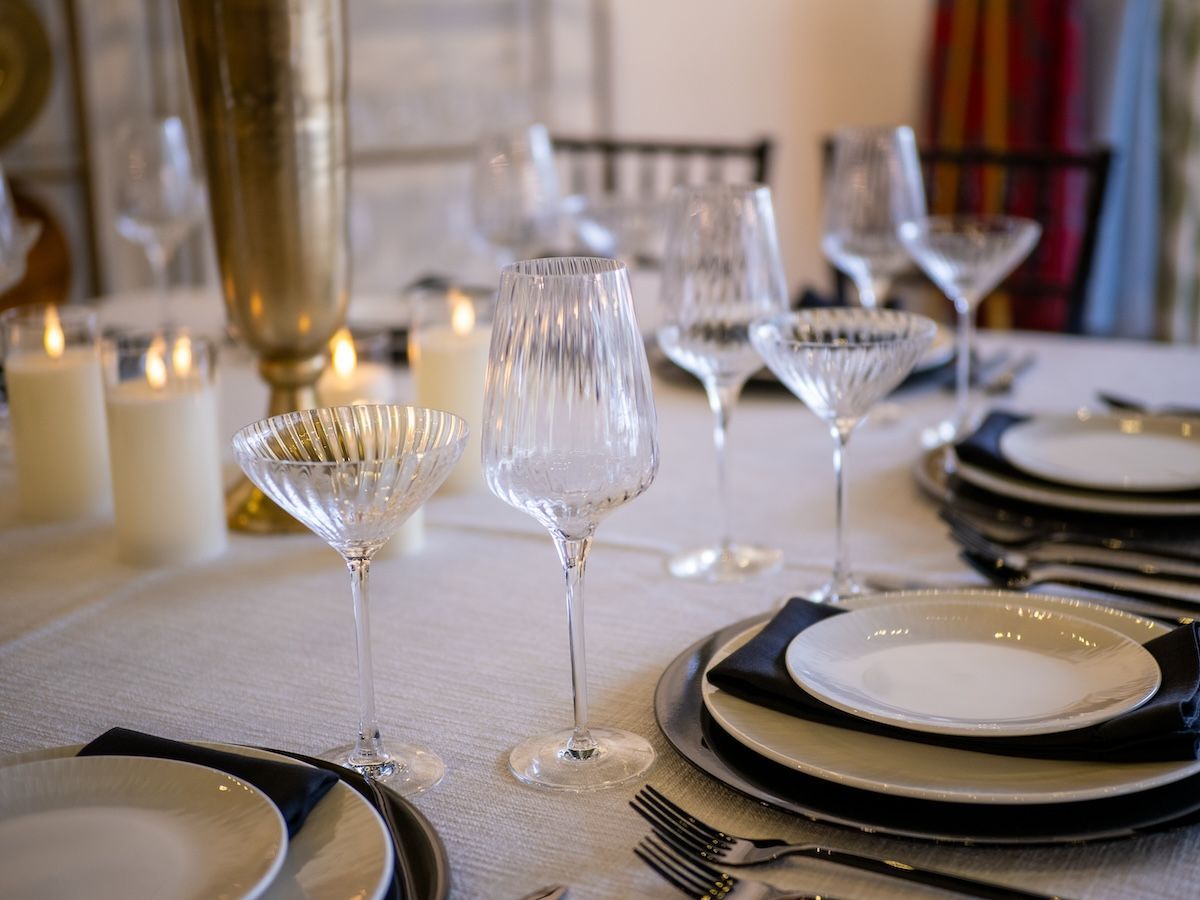 gatsby glassware on new years eve table