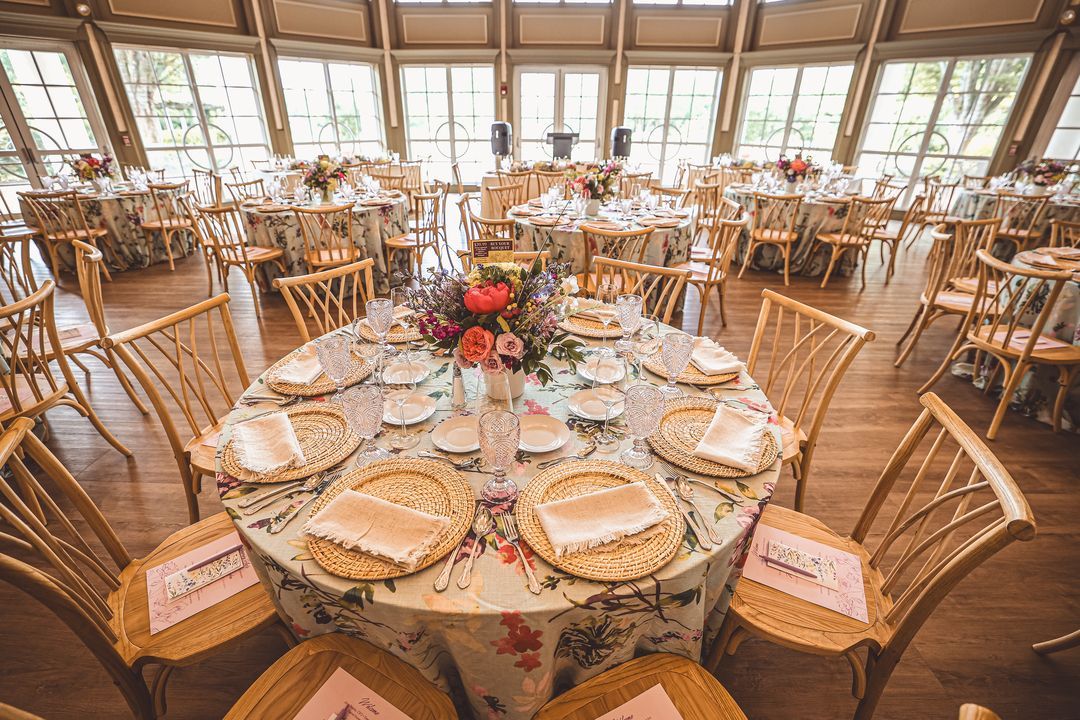 floral garden party tables