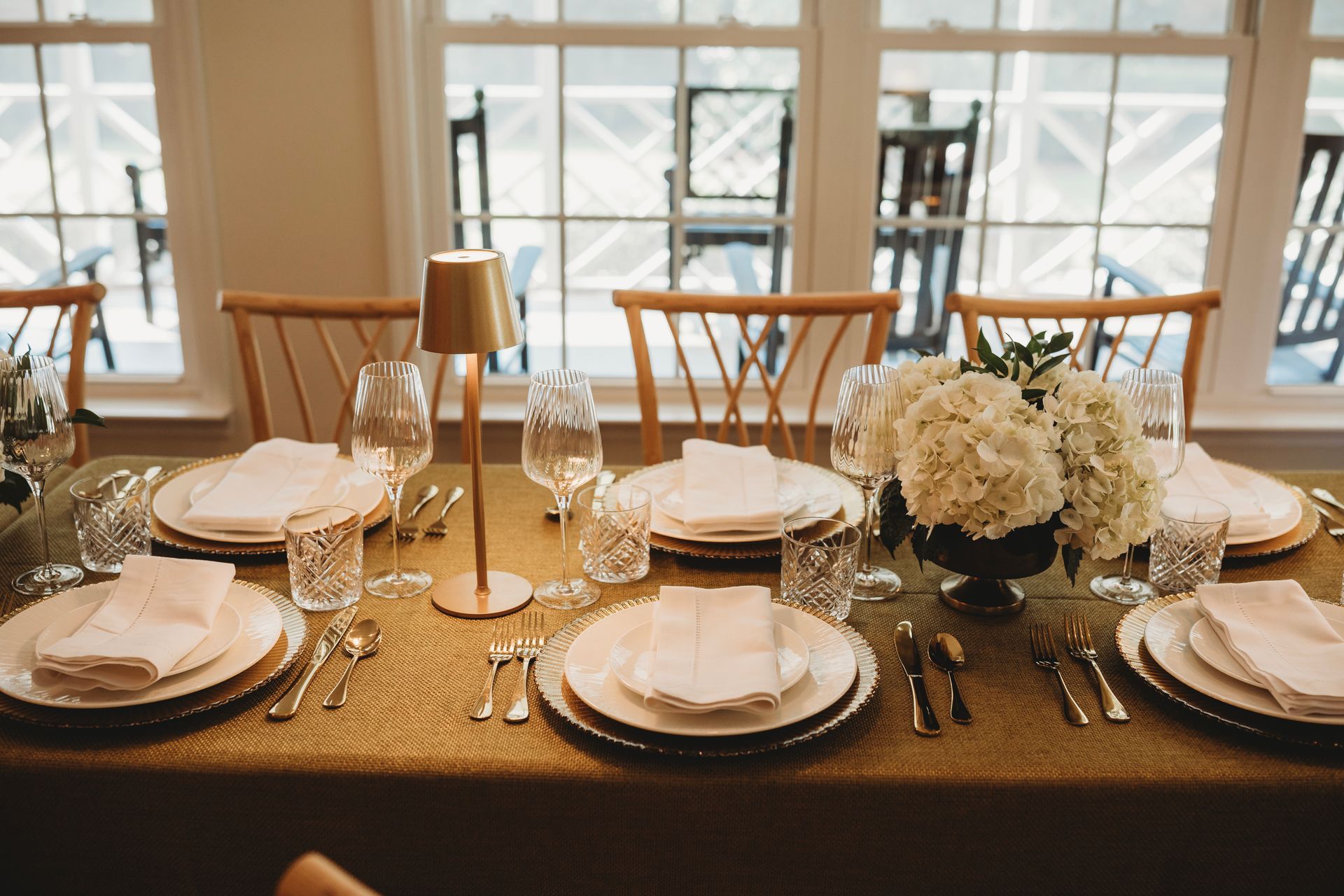 fall event table and wood chairs