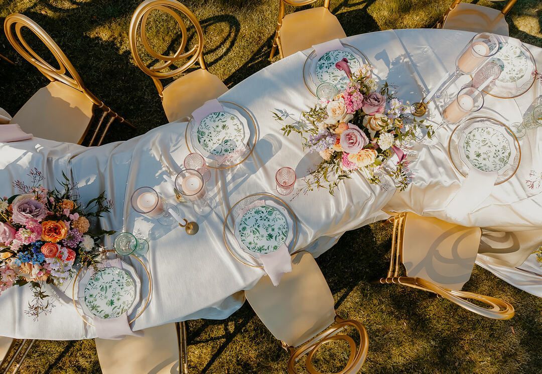 garden wedding reception table rentals