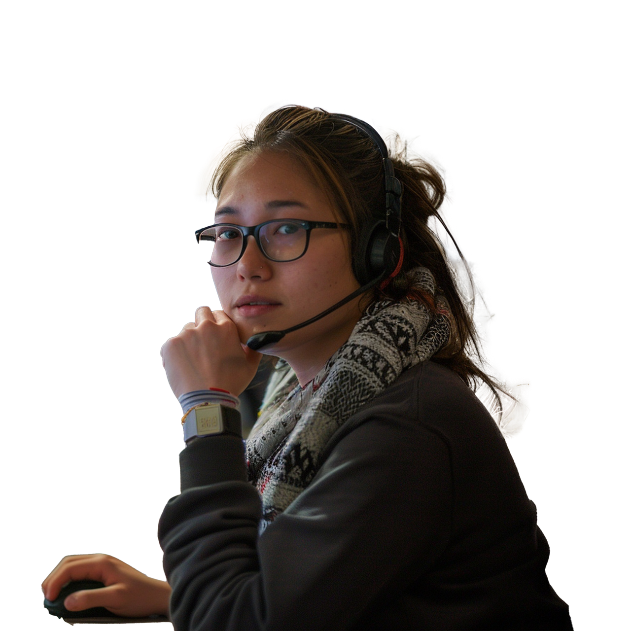 A woman in a striped shirt with her arms crossed