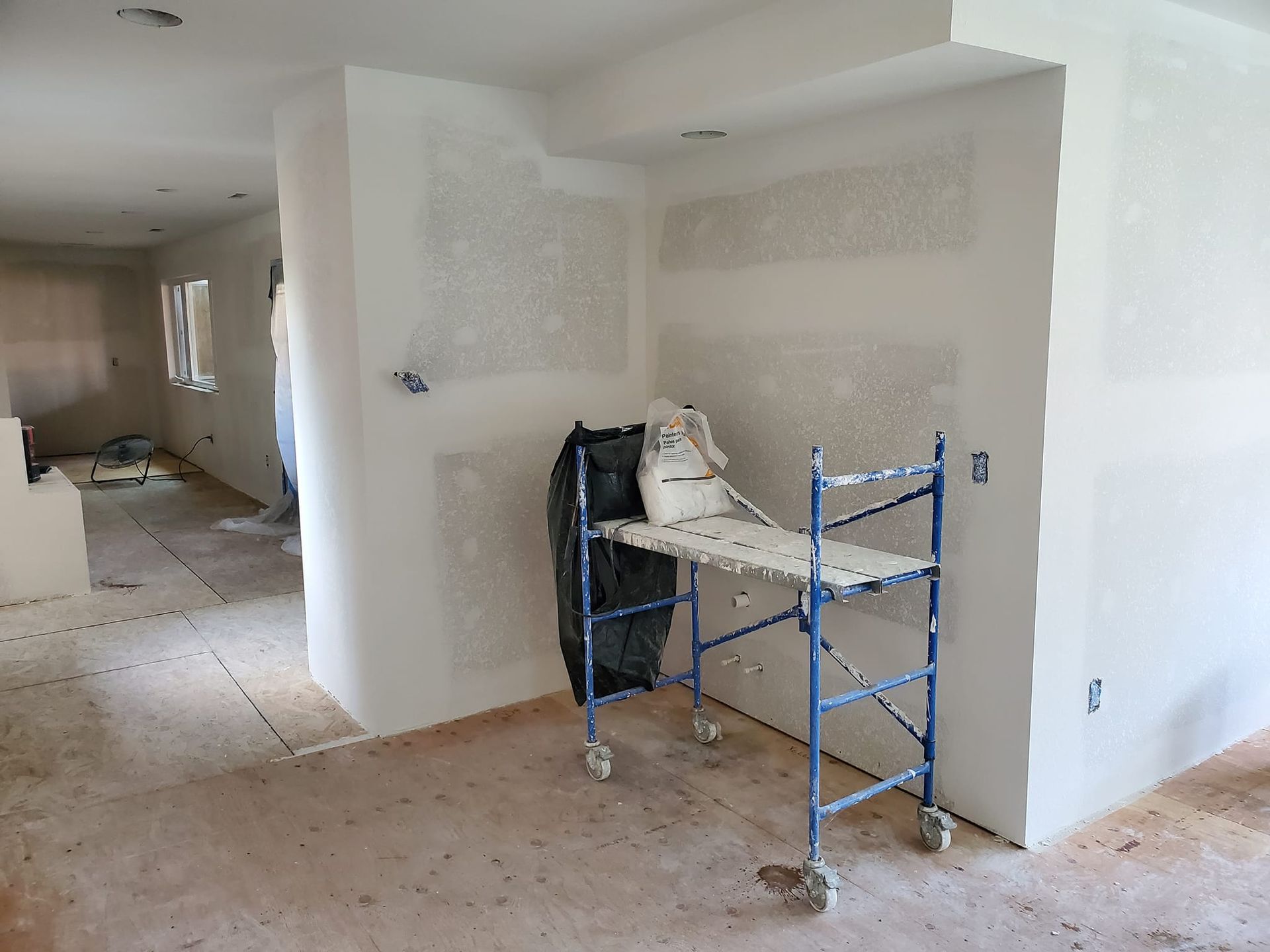 There is a scaffolding in the middle of the room.