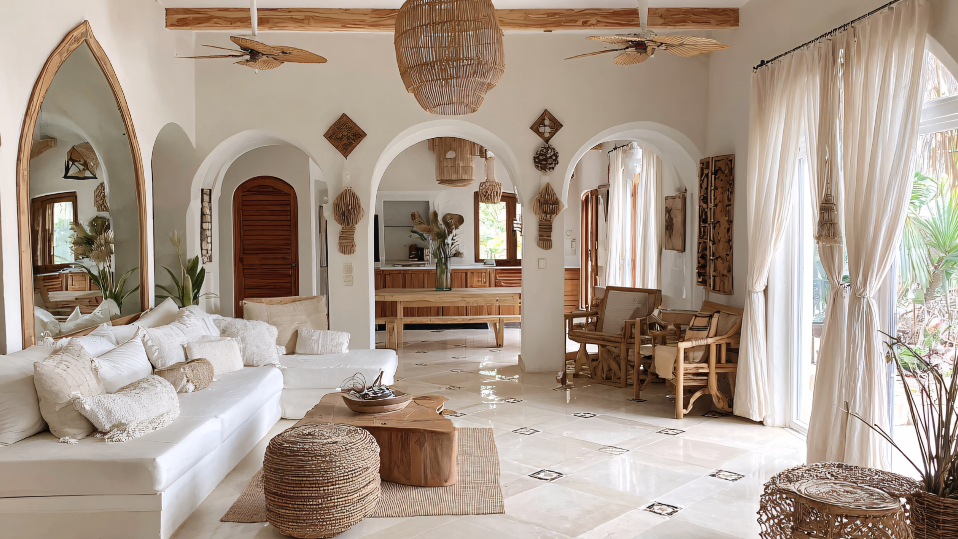 Twin beds in a simple, bright bedroom with a window, white walls, and artwork.