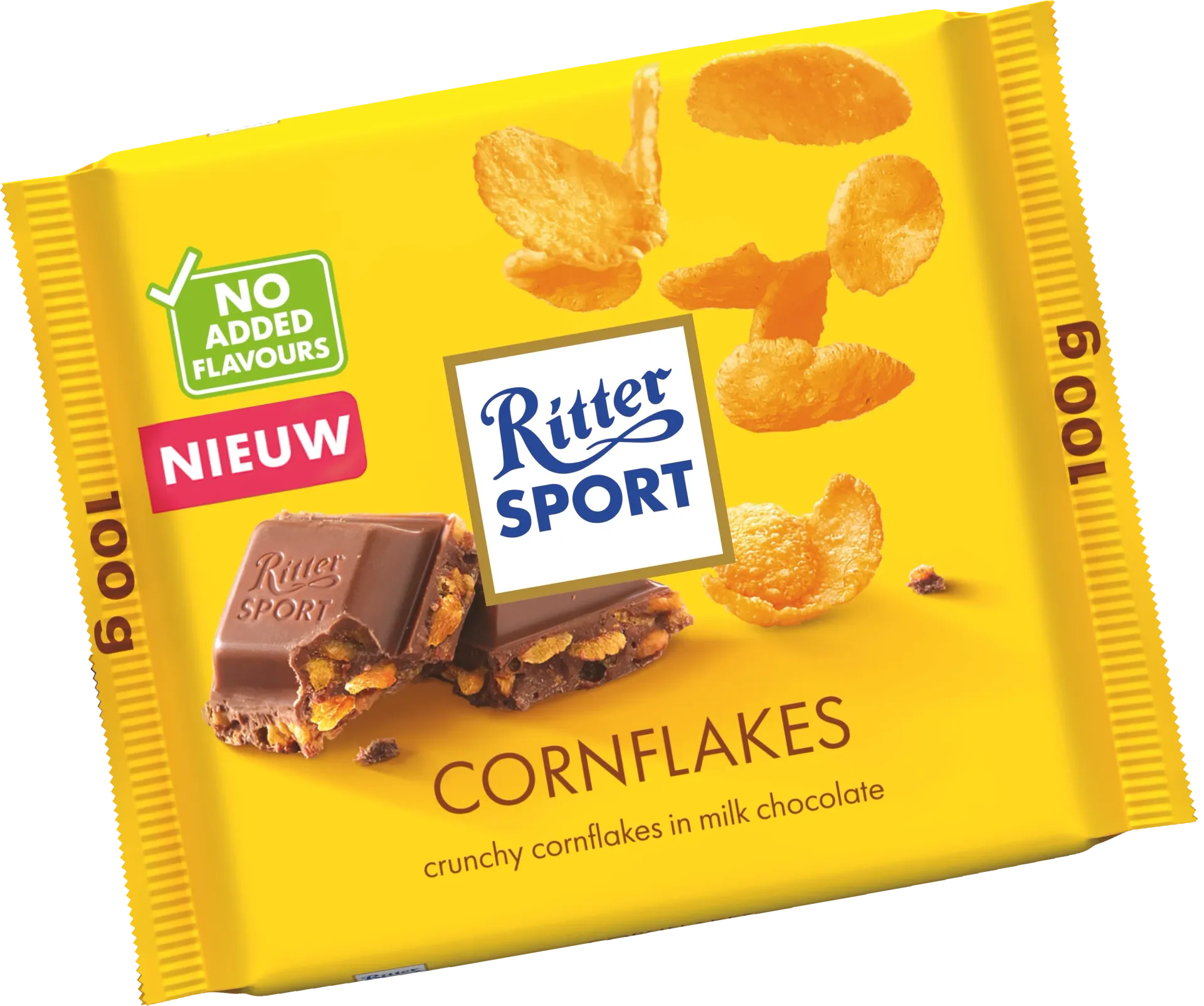Ritter Sport Cornflakes chocolade reep, gele wikkel, 