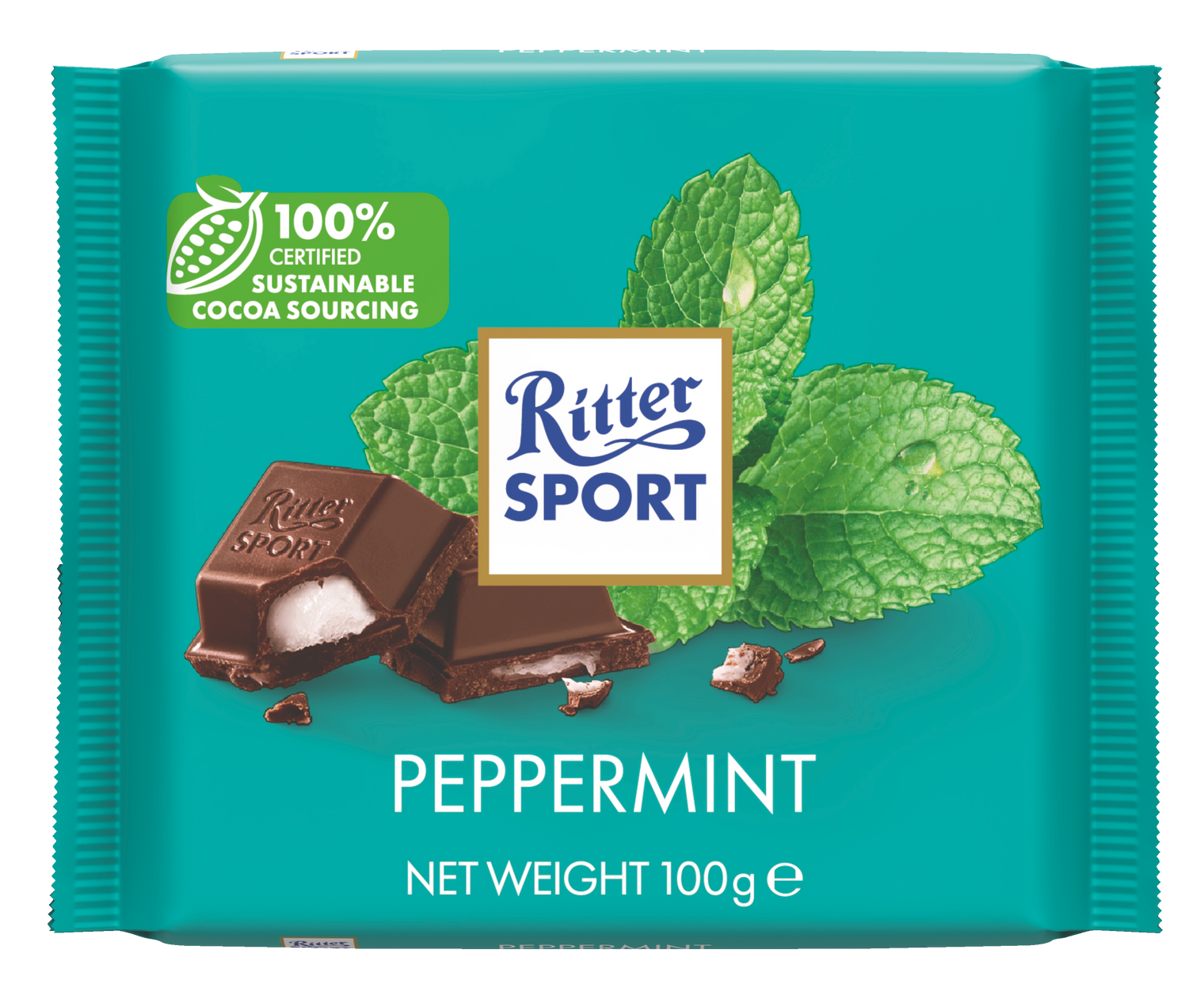 A package of peppermint chocolate from ritter sport