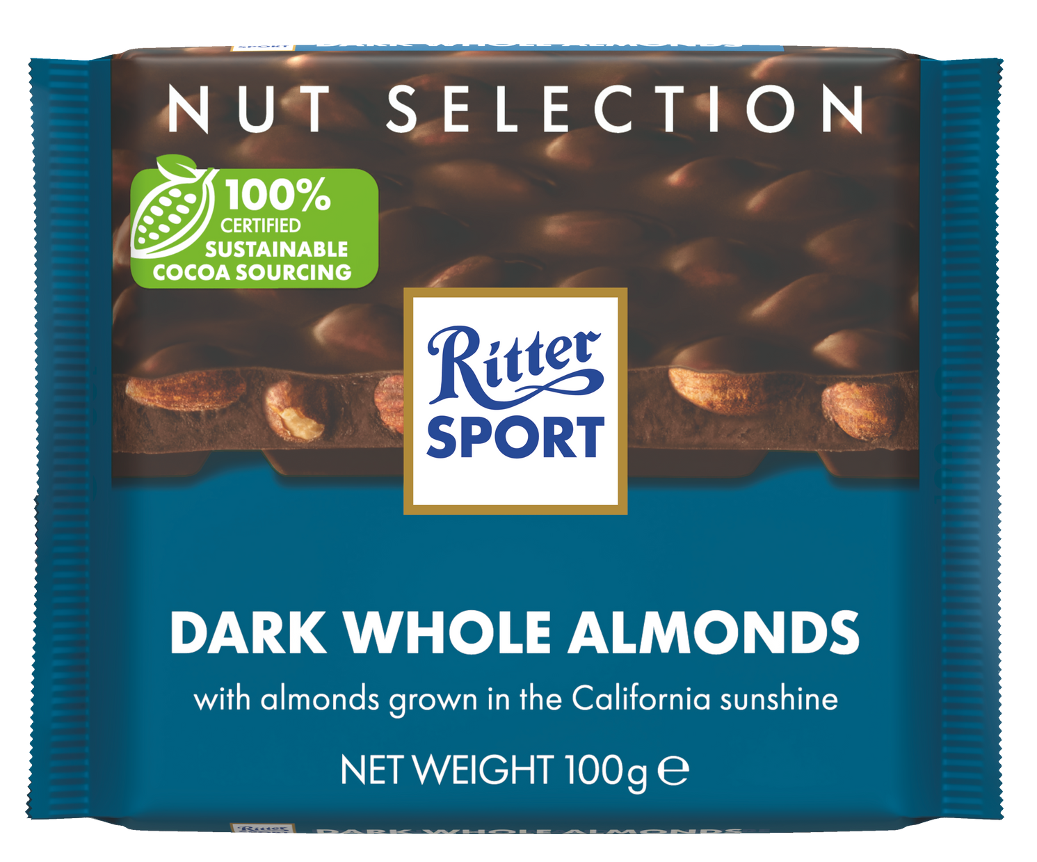 A package of ritter sport dark whole almonds