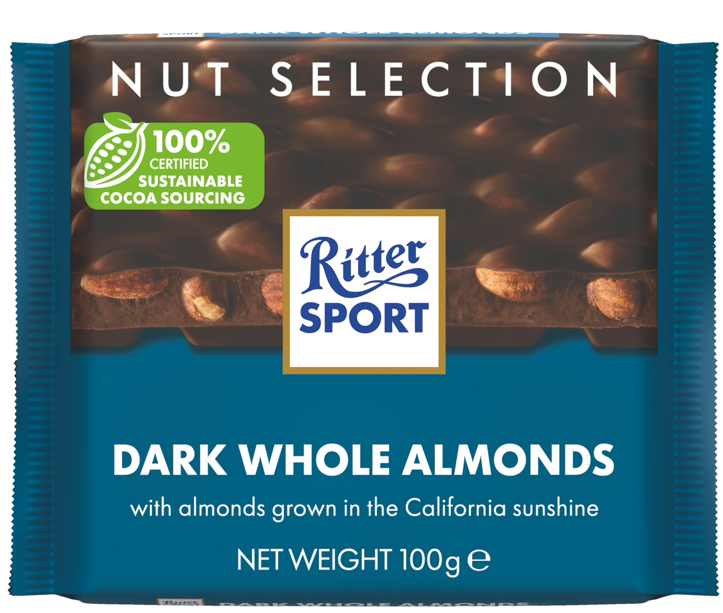 A package of ritter sport dark whole almonds