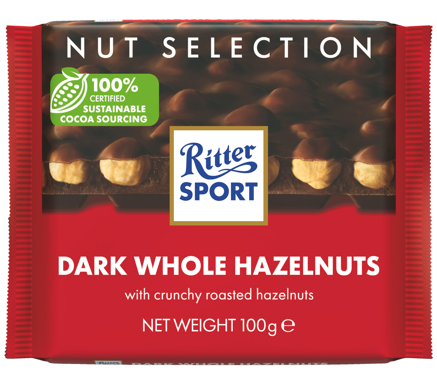 Ritter sport dark whole hazelnuts with crunchy roasted hazelnuts