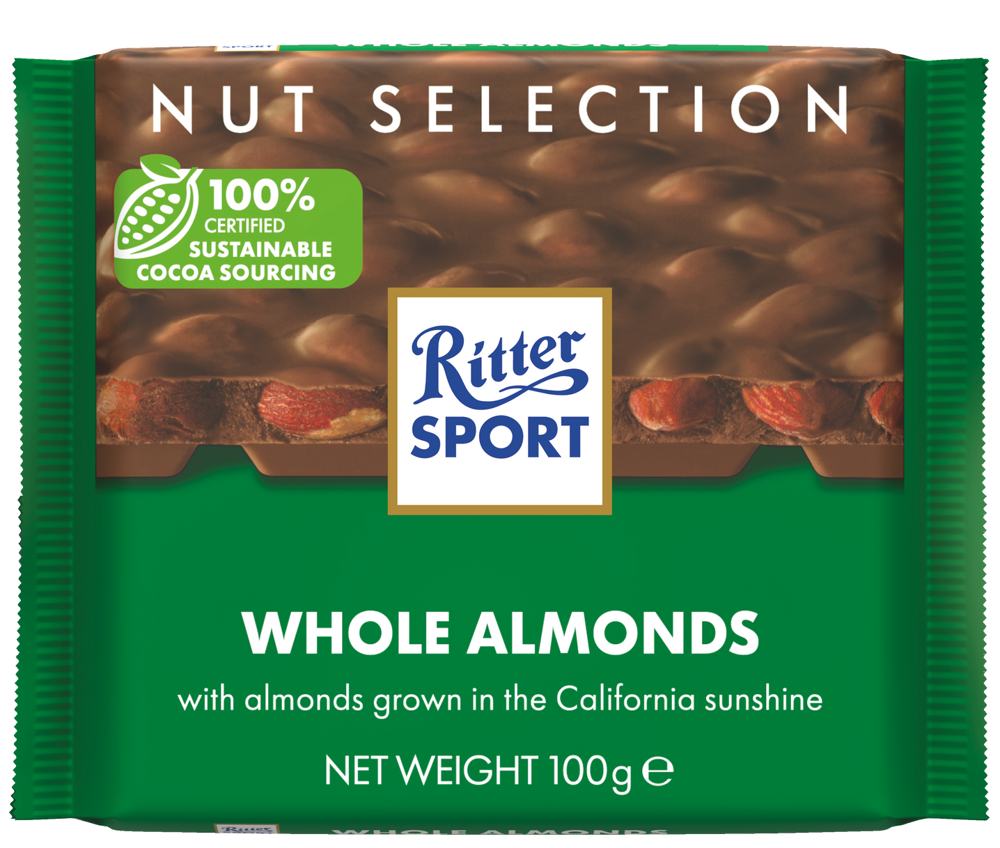 Ritter sport nut selection whole almonds with almonds grown in the california sunshine