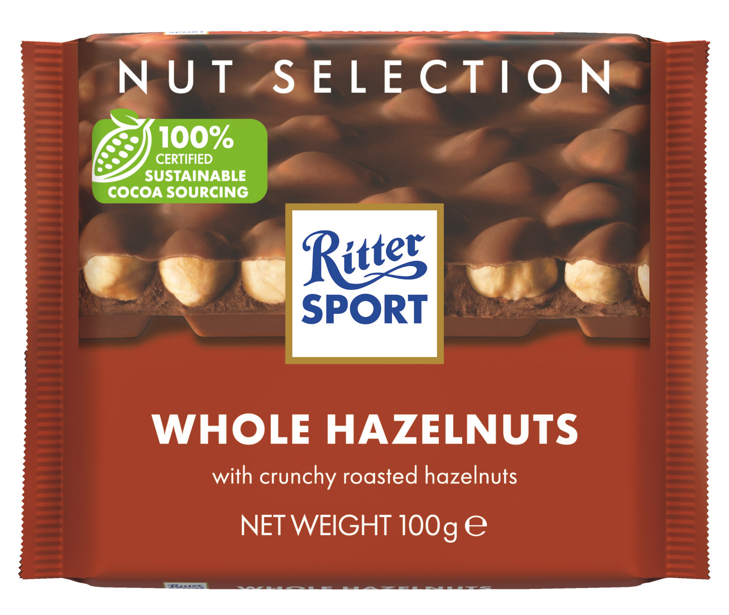Ritter sport nut selection whole hazelnuts with crunchy roasted hazelnuts
