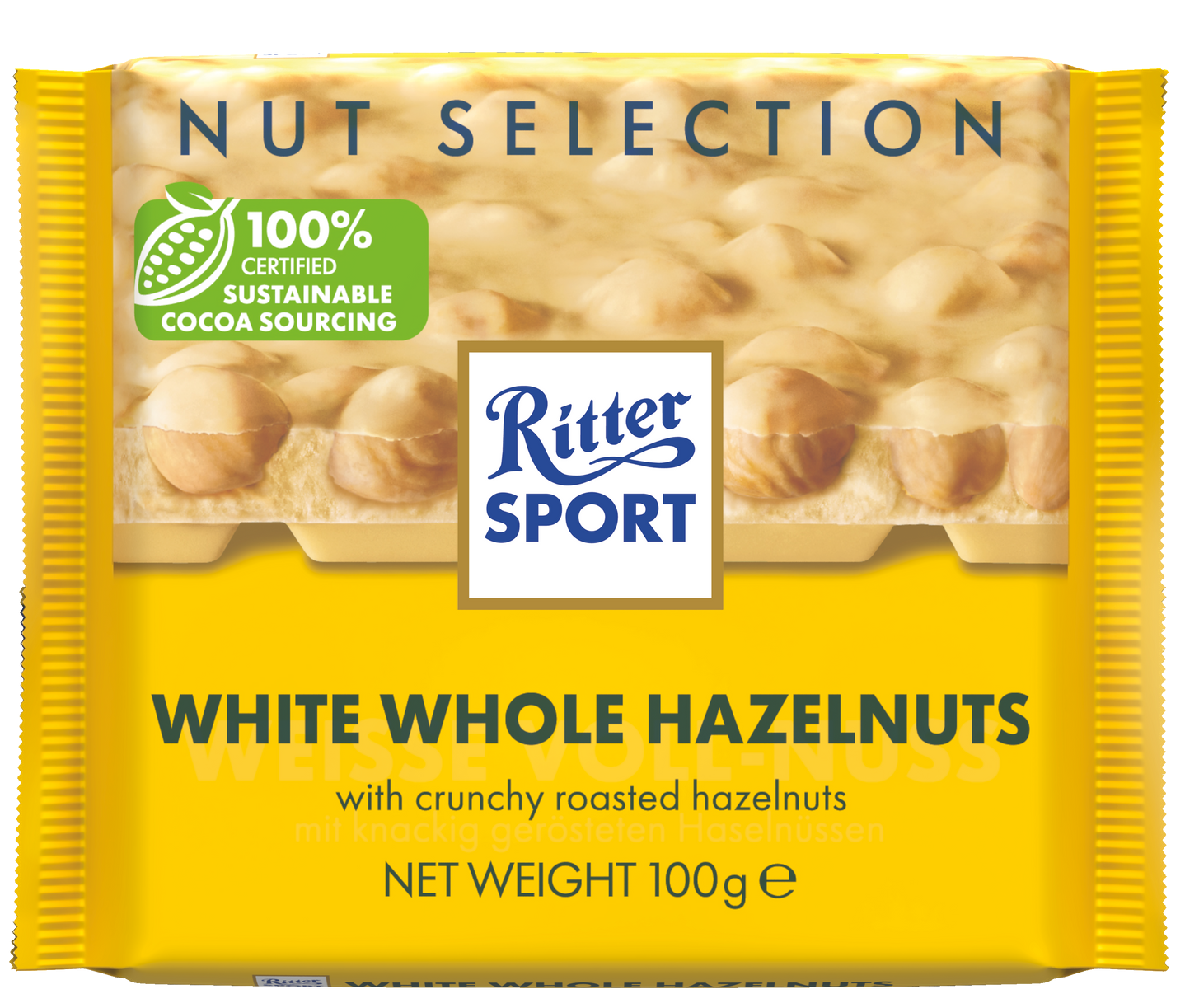 Ritter sport nut selection white whole hazelnuts with crunchy roasted hazelnuts