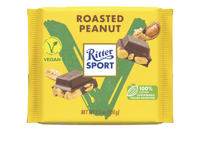 A package of ritter sport roasted peanut chocolate