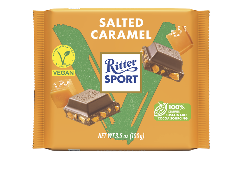 A package of salted caramel ritter sport chocolate