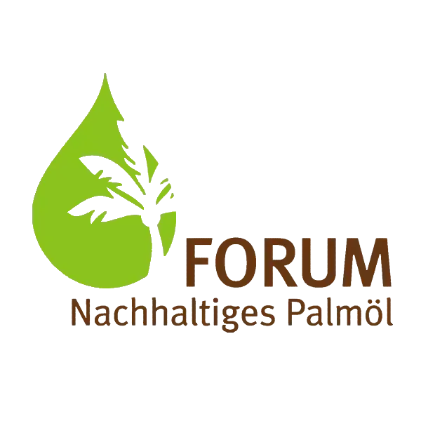 A logo for forum nachhaltiges palmol with a green drop