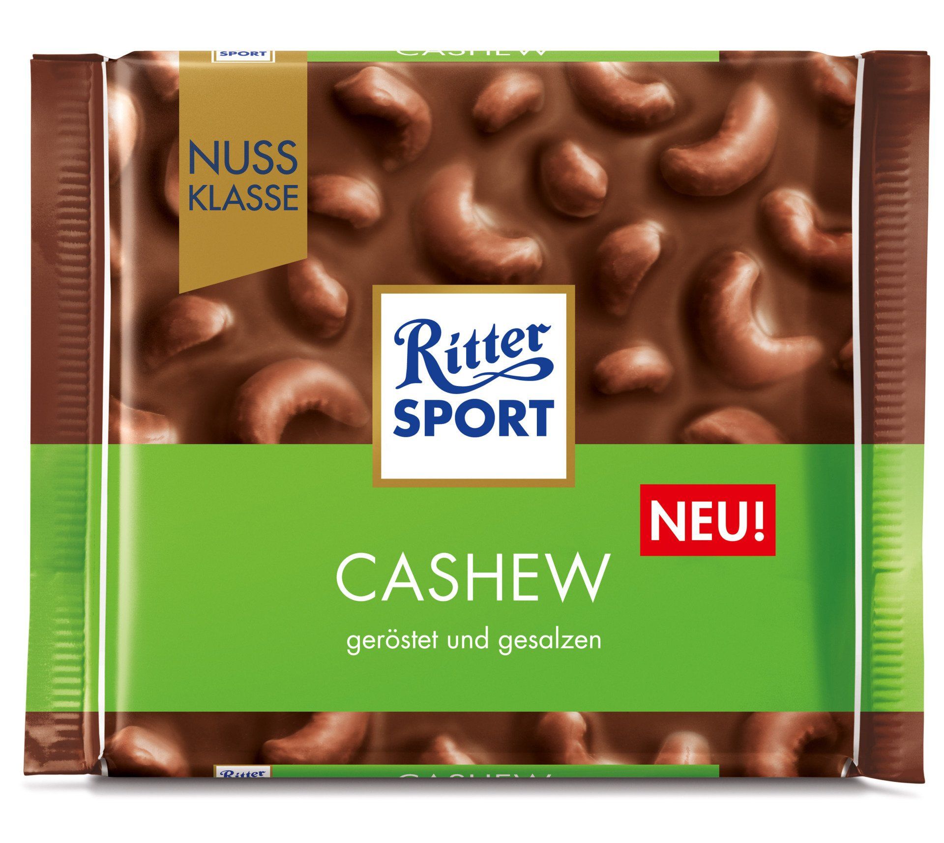 A package of ritter sport cashew chocolate bar