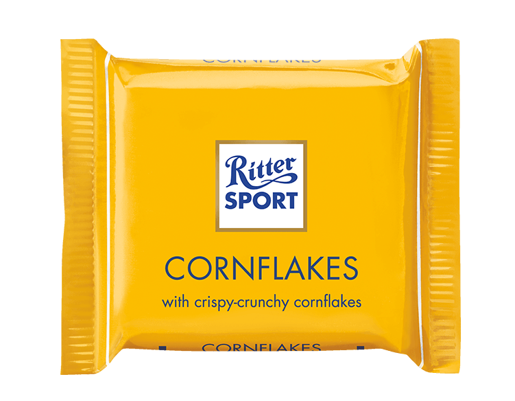 A package of ritter sport cornflakes with crispy crunchy cornflakes