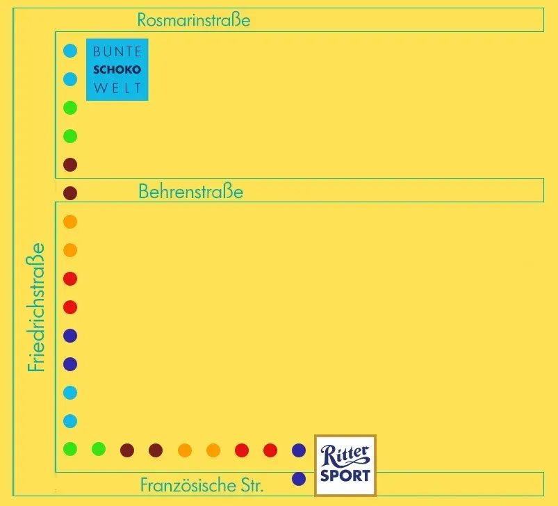 Eine Wegkarte zur neuen Unterkunft. 3 Minuten vom alten Shop.