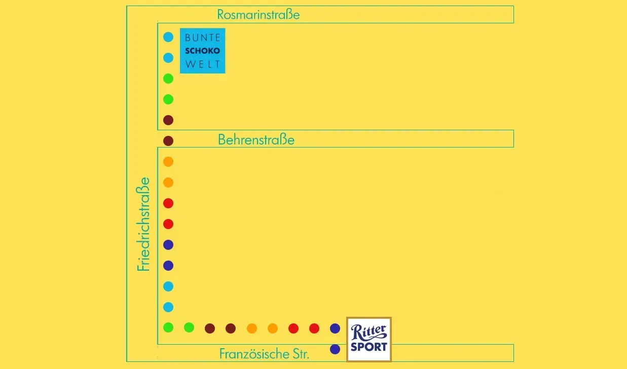 Eine Wegkarte zur neuen Unterkunft. 3 Minuten vom alten Shop.