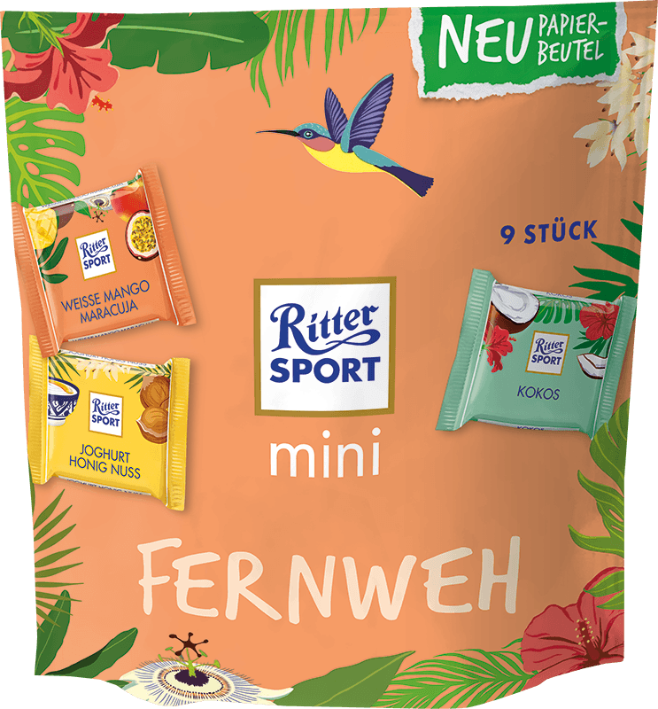 A bag of ritter sport mini fernweh candy