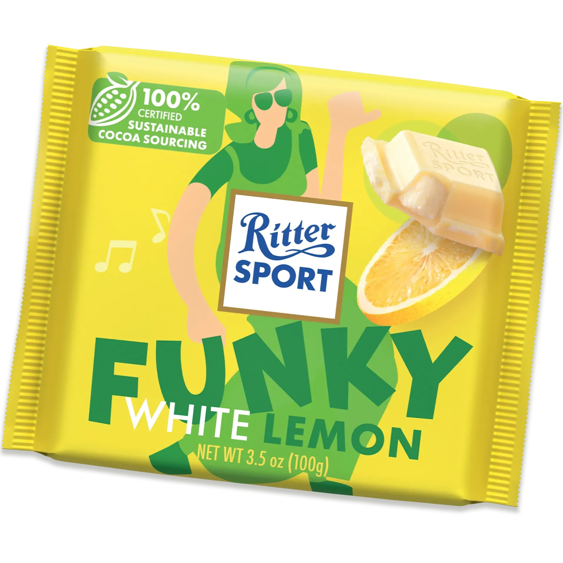 Barretta di cioccolato Ritter Sport Funky White Lemon