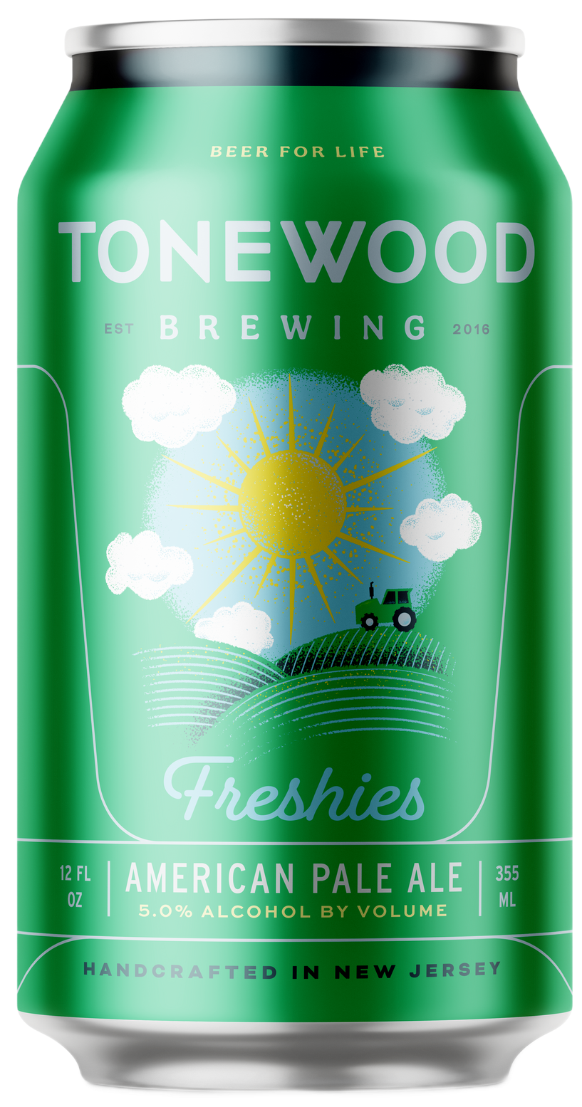 Green beer can labeled 