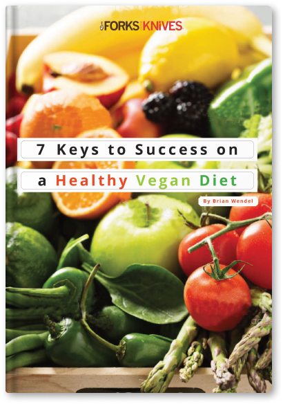 A book titled 7 keys to success on a healthy vegan diet