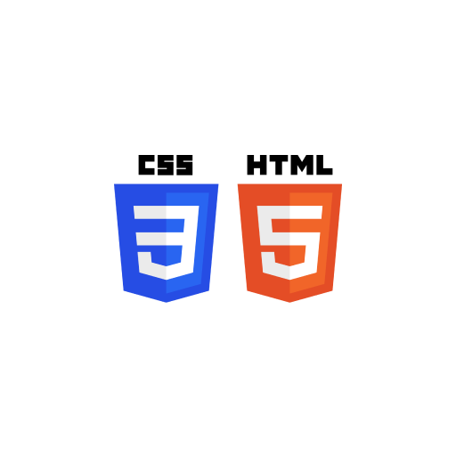 A blue and red logo for css and html on a white background.