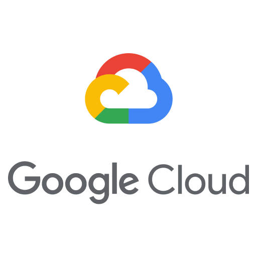 A google cloud logo with a cloud in the middle on a white background.