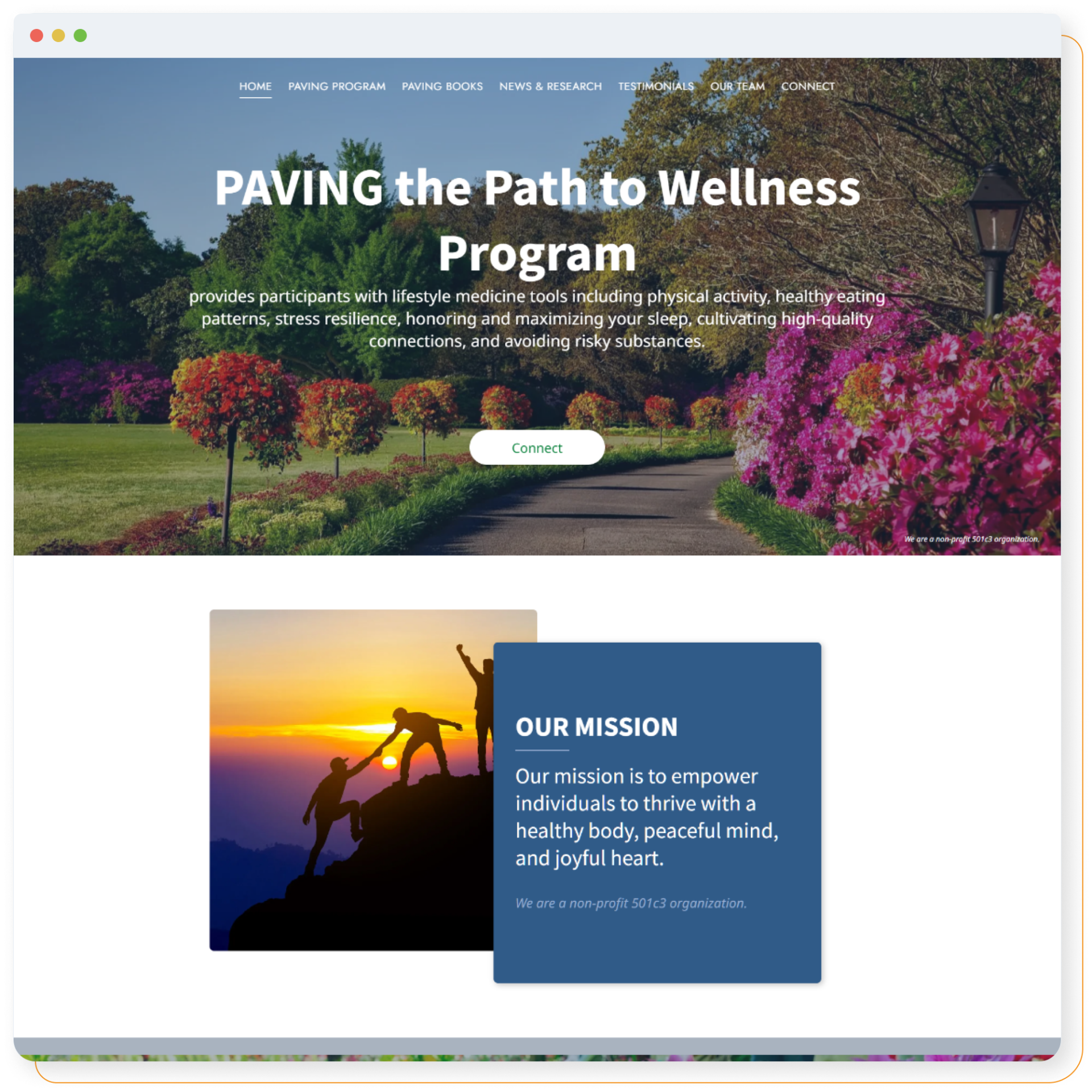 A computer screen shows the paving the path to wellness program