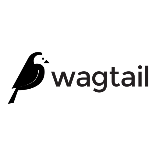 A black and white logo with a bird and the word wagtail.