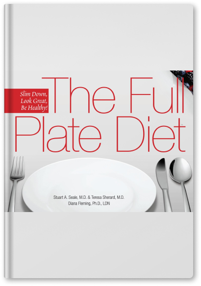 A book called the full plate diet has a picture of a plate and silverware on the cover