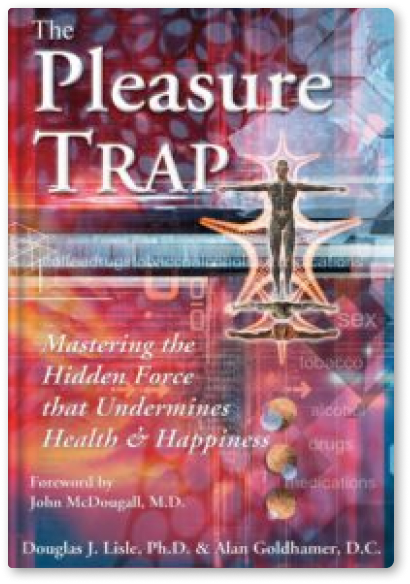 A book called the pleasure trap has a man on the cover