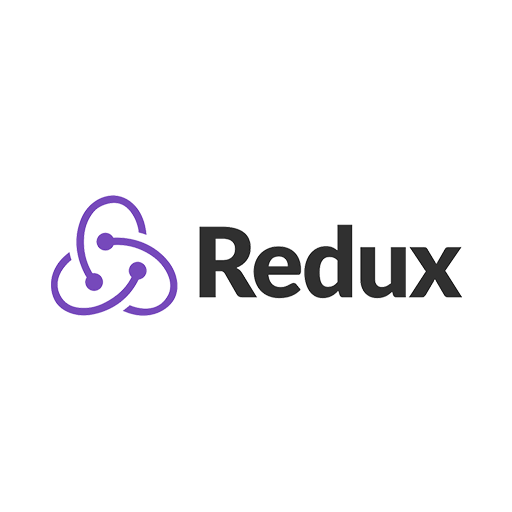 A purple and black logo for redux on a white background.