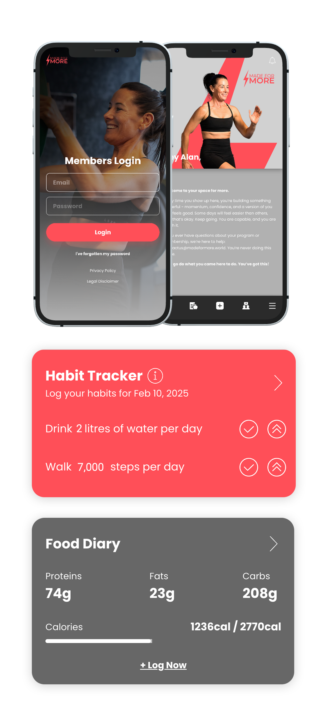 A screenshot of a fitness app on a cell phone.