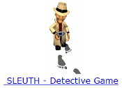 A cartoon of a detective looking at footprints with a magnifying glass.