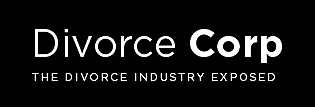 A black and white logo for divorce corp the divorce industry exposed