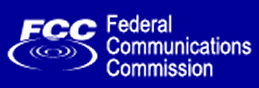 Fcc federal communications commission logo on a blue background