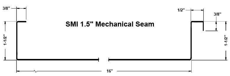 A drawing of a mechanical seam with measurements