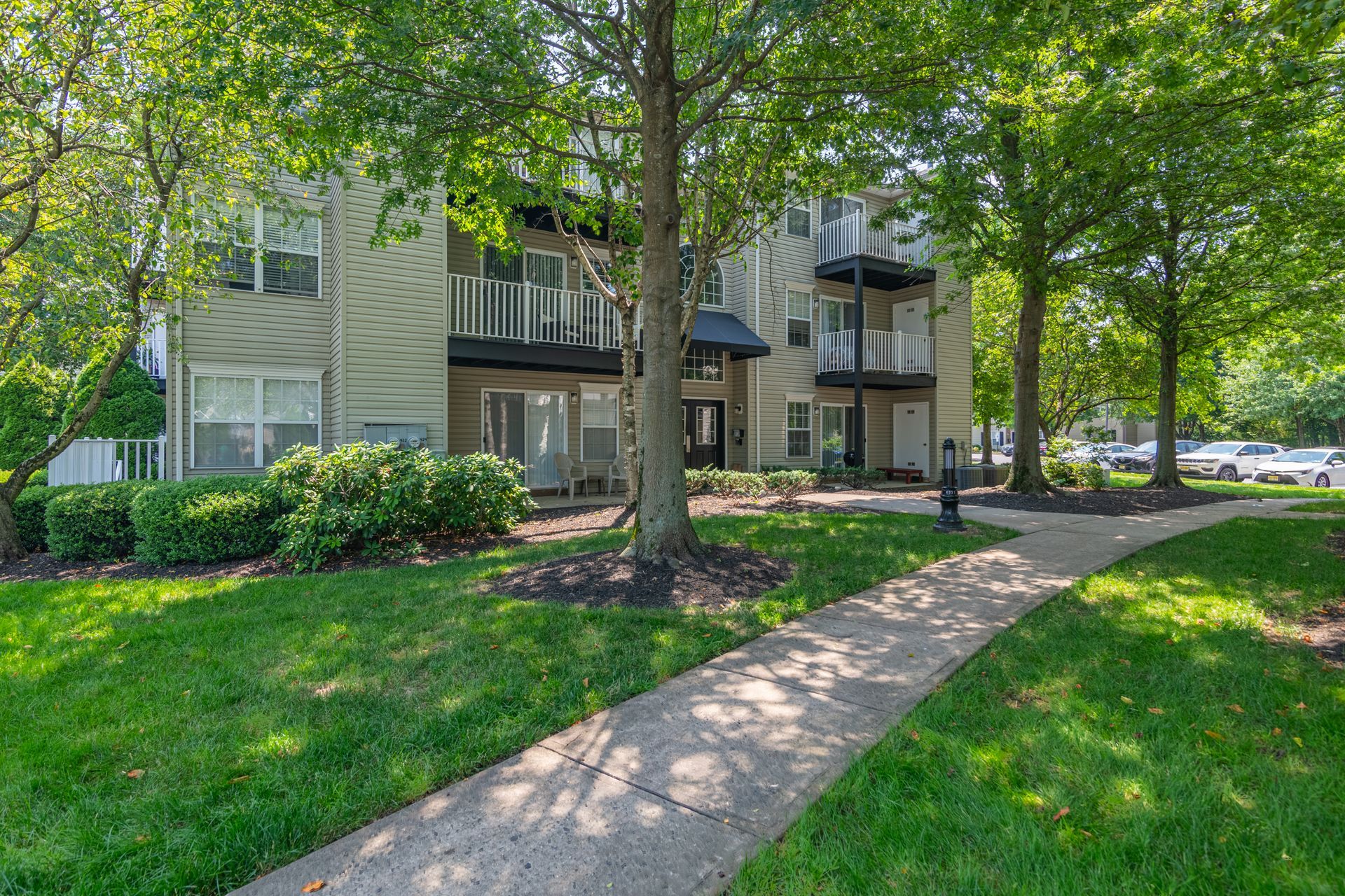 Green spaces and walking paths at Sofia South Plainfield apartments in New Jersey