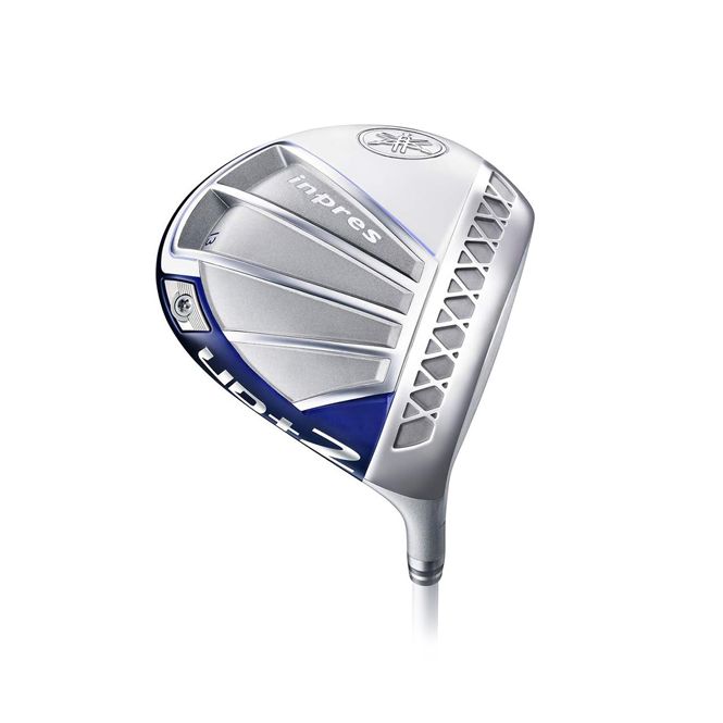 A close up of a golf club on a white background.