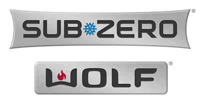 A sub zero and wolf logo on a white background
