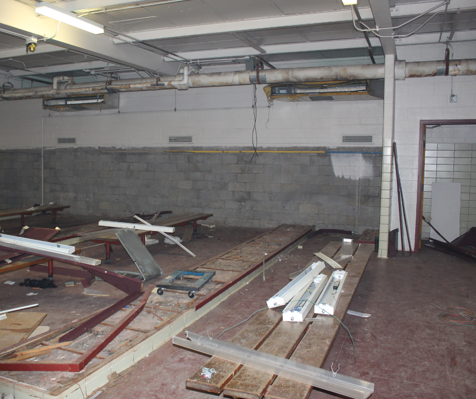 Locker room before demolition by Empire Services.
