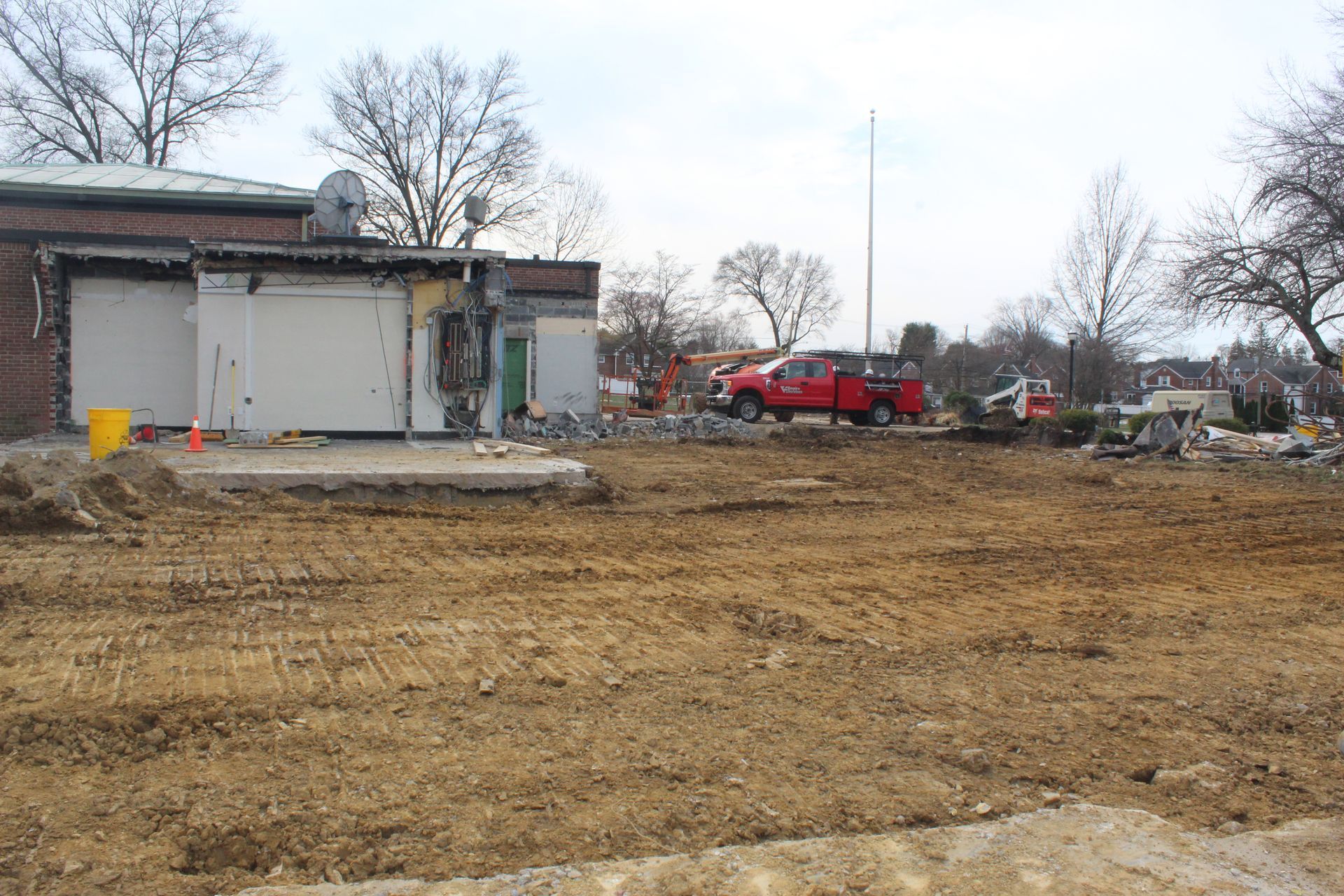 The other wing of the building has been demolished. 